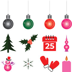 Collection of Festive Christmas Holiday Elements