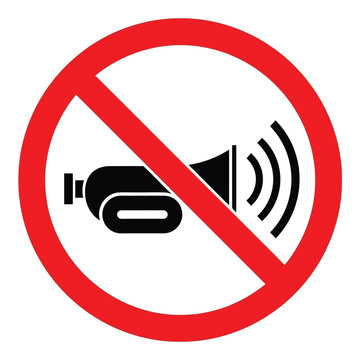 No honking sign symbol prohibiting loud noises