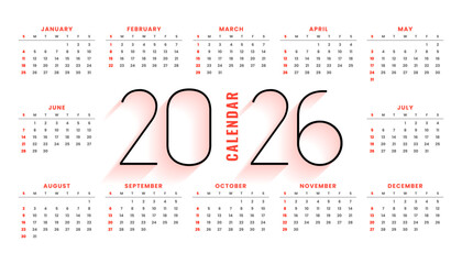 minimal 2026 calendar template for monthly event organizer
