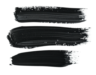 Three black paint strokes on a stark, solid background
