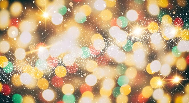 Abstract festive background with colorful sparkling bokeh lights and glitter. - Powered by Adobe