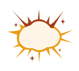 A dynamic comic style vector explosion speech cloud with bold orange and yellow burst rays, perfect for captions, emphasis text, announcement graphics, and energetic visual messaging