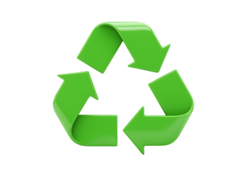 Green recycling symbol representing environmental protection and sustainable resource management