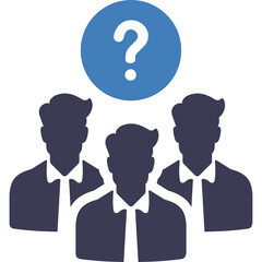 Teamwork Silhouette With Question Mark Overhead Representing Uncertainty And Collaboration In Business