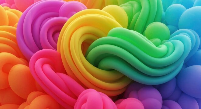 Fluid rainbow abstract shapes with soft textures, twisting and blending in bright colors