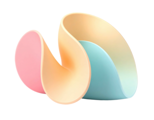 Abstract curvy shapes in pastel pink, peach, & light blue