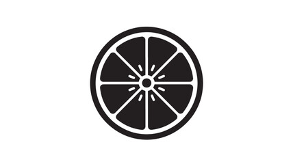 Obraz premium Black and white orange slice icon simple flat vector illustration for food and beverage design isolated on white background