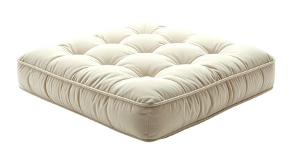 Plush, cream square button-tufted cushion