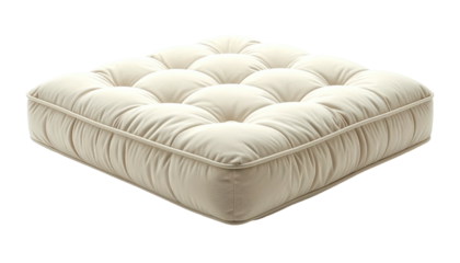 Plush, cream square button-tufted cushion
