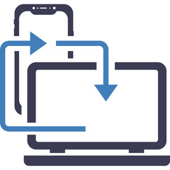 Technology Data Transfer Between Smartphone and Laptop Seamless Connection and Exchange Between Devices Representing Digital Communication and Information Flow in a Clean Iconographic Style