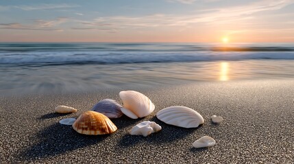 Seashell gathering at sunset beach nature photography coastal serenity scenic view tranquil moments