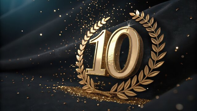 Celebrate a golden milestone with this shimmering tenth anniversary design, perfect for invitations, awards, or corporate recognition events