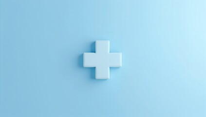 Obraz premium Minimalist Blue Background with Medical Cross Symbol on Surface