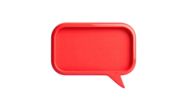 Red glossy speech bubble on a black background