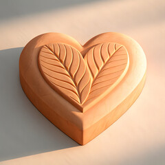 Carved Wooden Heart With Leaf Design