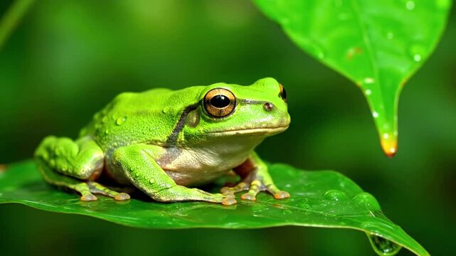 A serene moment of a camouflaged frog blending seamlessly with moss covered rocks and damp forest floor, illustrating its masterful adaptation to nature.