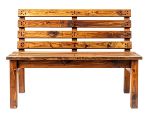 Rustic wooden bench with horizontal slats on dark ground