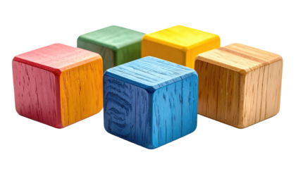 Colored wood blocks arranged together