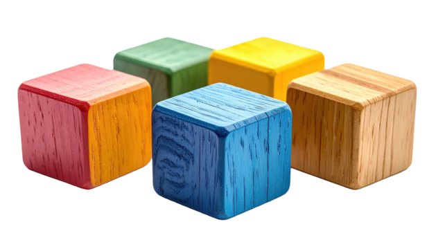 Colored wood blocks arranged together