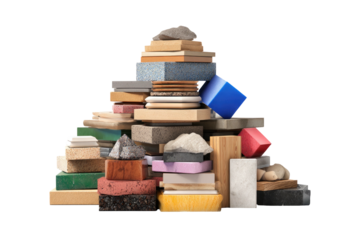 Pile of assorted material samples, colorful and textured