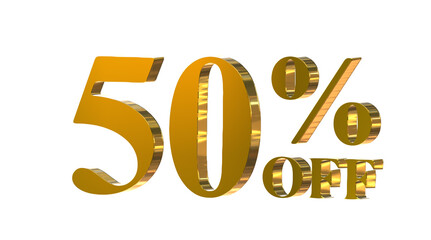 50% OFF Promotional Graphic – 3D Bold Gold 