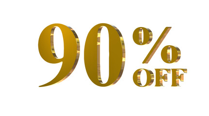 90% OFF Promotional Graphic – 3D Bold Gold 