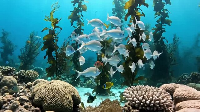 Abstract patterns created by the shimmering scales of a tightly packed group of fish as they reflect natural light, emphasizing natural beauty and fluid, organic forms.