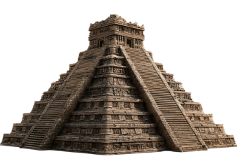 Ancient stepped pyramid, stonework, with temple top