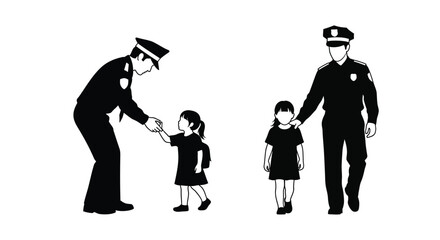 A touching scene depicting police officers interacting with young children