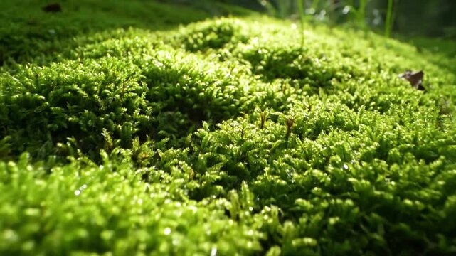 Time lapse sequence capturing the subtle, slow growth and expansion of diverse moss species, highlighting their resilience and natural progression. Observing the gradual, almost imperceptible?