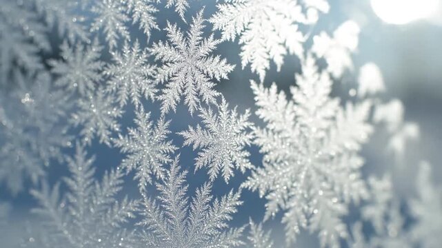 Time lapse sequence of frost expanding and forming complex, fern like structures on a window pane as temperatures drop, capturing its dynamic growth. dynamic, evolving, process