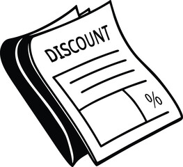 Hand-drawn illustration of a discount coupon or voucher with percentage symbol
