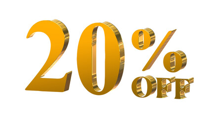 20% OFF Promotional Graphic – 3D Bold Gold 