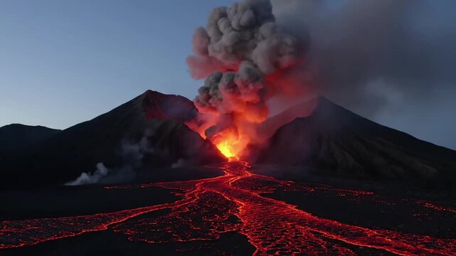 The serene yet powerful aftermath of volcanic activity, featuring steam vents, geothermal pools, and unique mineral deposits in a desolate environment.