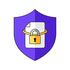 Secure Document Protection with Shield and Lock Symbol Illustration