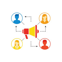 Communication network spreading message to connected user profiles