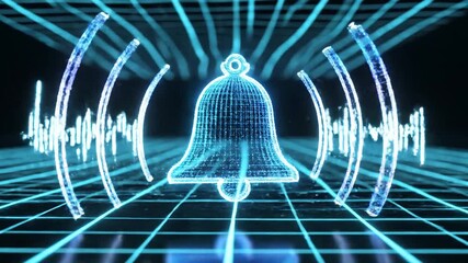 Digital Holographic Notification Bell Alert Animation
