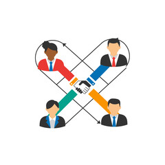 Diverse Team Collaboration in a Heart-Shaped Partnership Diagram