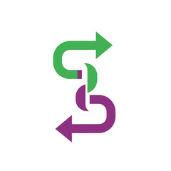 Dynamic logo icon with two connected arrows in a cycle