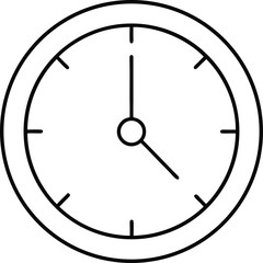 Simple Line Art Icon of a Clock Face Showing Approximately 4:50
