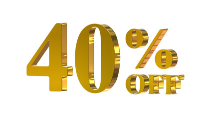 40% OFF Promotional Graphic – 3D Bold Gold 