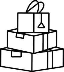 Stack of Gift Boxes with Ribbon and Tag Icon