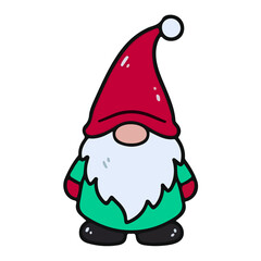The image of a cute and funny Santa Claus with a big hat that covers his eyes