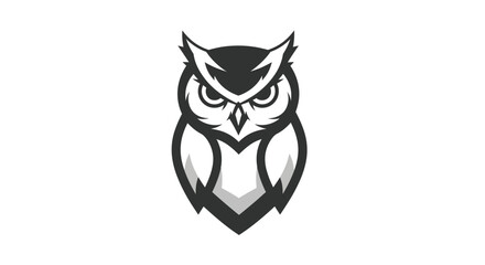 Stylized owl illustration graphic black and white design on white background