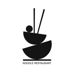 Chopstick meatbowl logo design template for restaurant