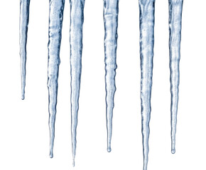 Row of icicles transparent background cutout png