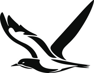 Obraz premium Flying bird silhouette in continuous stroke