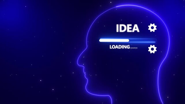 Human Head Profile With Idea Loading In Mind. Business Creativity And Innovation Concept. digital graphics. New Idea Loading. success positive and flexibility in business, new results.