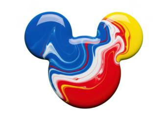 3D image of abstract shapes made of glittering colors swirling in color on a transparent background