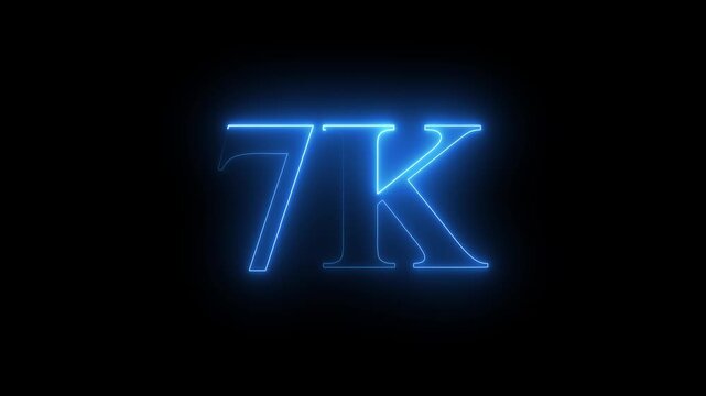 7K.Congratulations. subscribers. neon number. Alpha channel animation in Easy to put into any video. neon 7k Follower neon Text And Firework Animation Subscribers.
